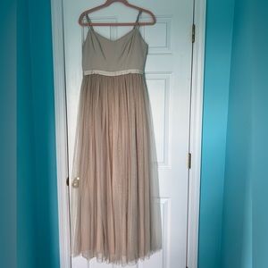 Needle & Thread Beige Tulle Maxi Dress
